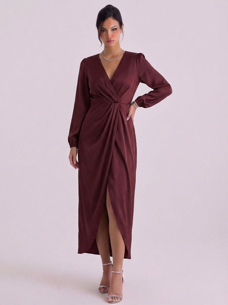 Reamonn | Chiffon Tropical Print Wrap Midi Dress
