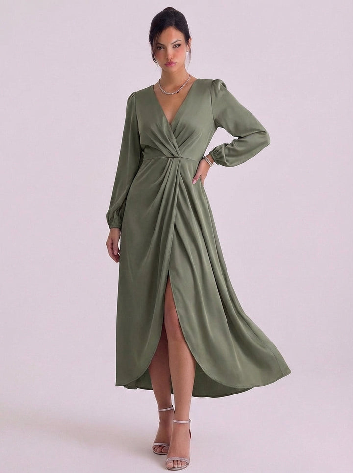 Reamonn | Chiffon Tropical Print Wrap Midi Dress