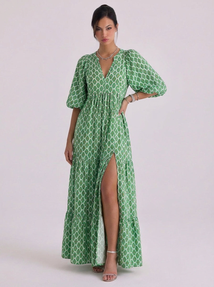 Aileen | Satin Maxi Dress With Ruffle Hem