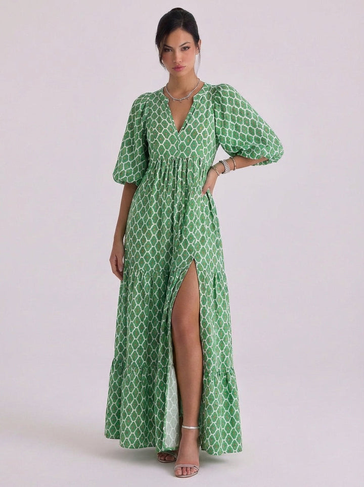 Aileen | Satin Maxi Dress With Ruffle Hem