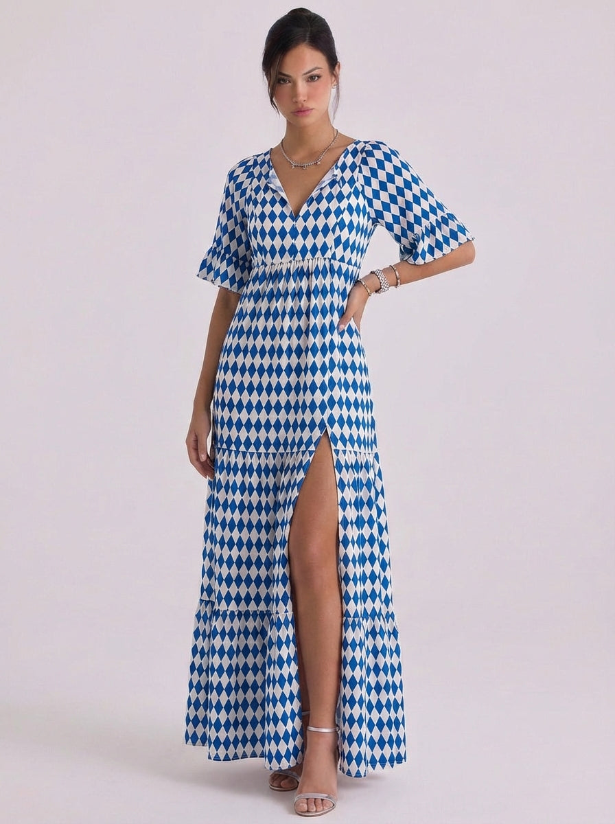 Aileen | Satin Maxi Dress With Ruffle Hem