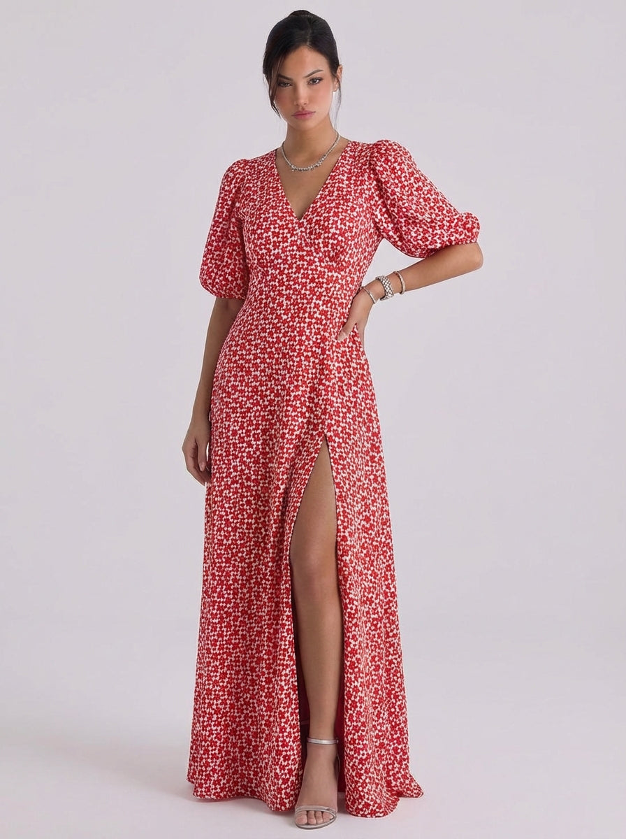 Aileen | Satin Maxi Dress With Ruffle Hem