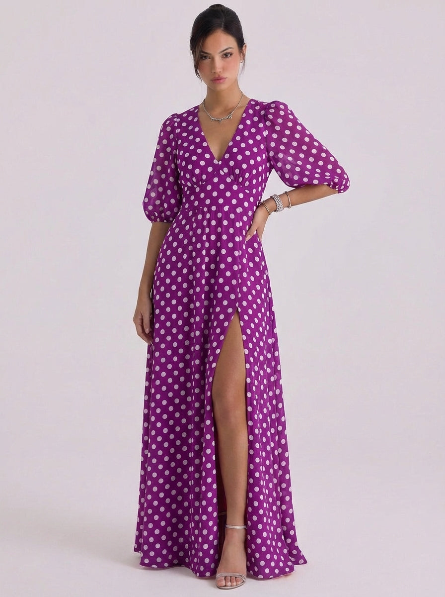Aileen | Satin Maxi Dress With Ruffle Hem