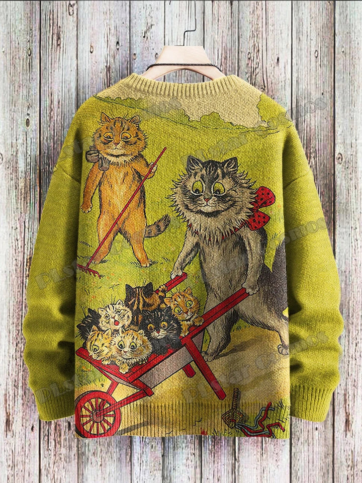 Retro | Fashion Cat 3D Knit Pullover