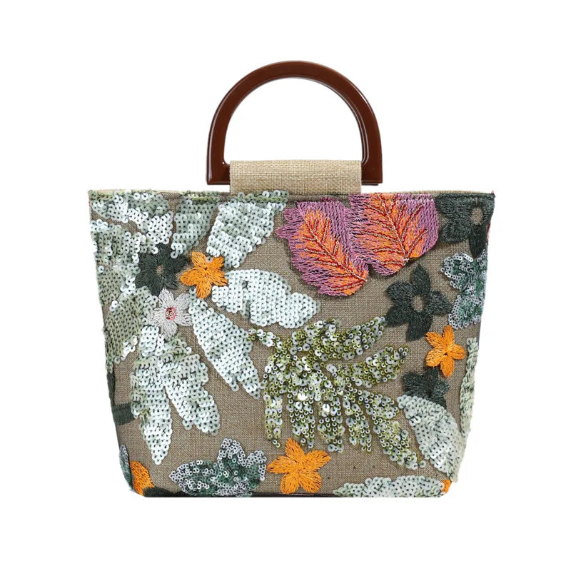 Lavinia | Green Flower Embroidery Bag