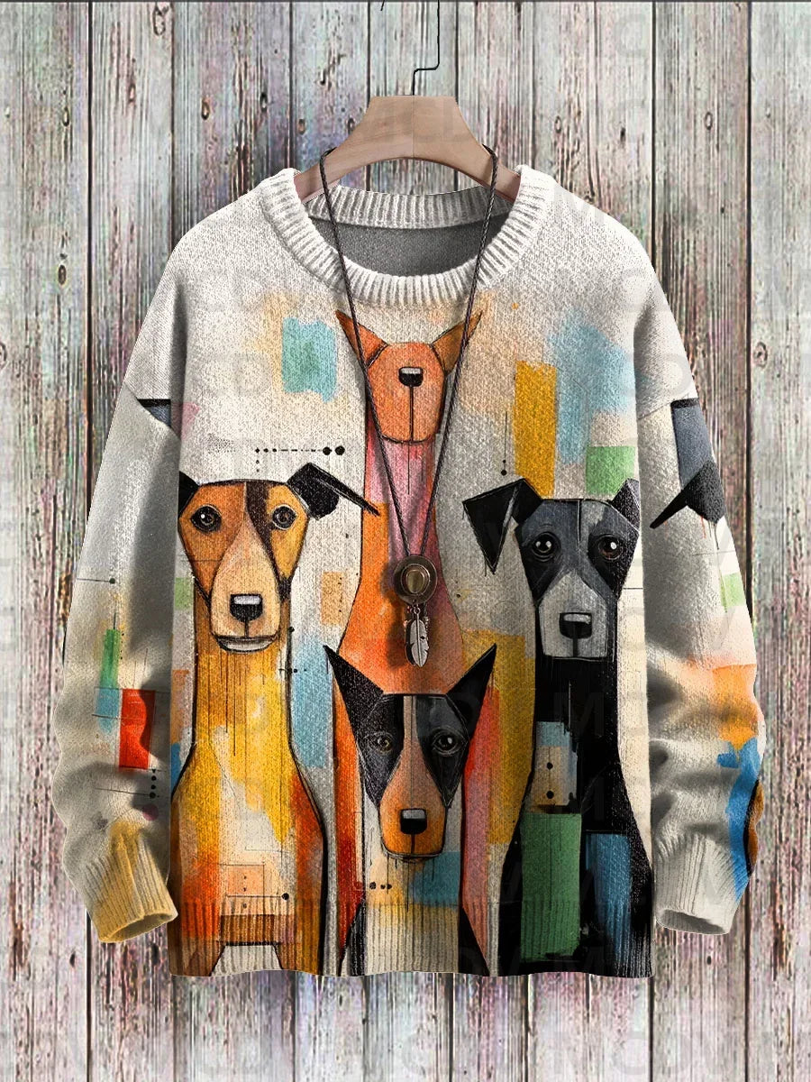 Bruno | Abstract Dog Art Knit Pullover