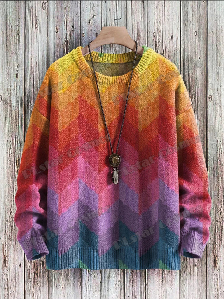 Nebula | Rainbow Swirl Art Knit Pullover