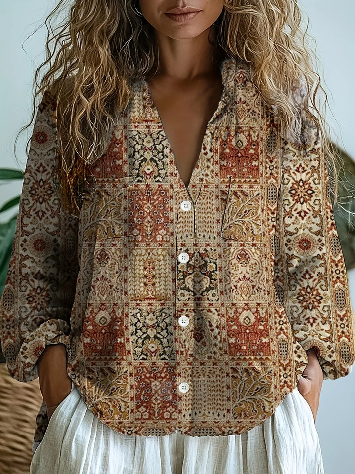 Maya | Bohemian Geometric Long Sleeve Shirt
