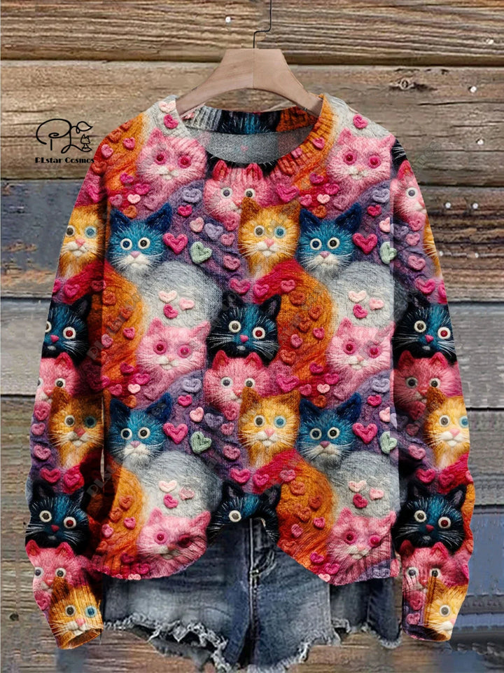 Luna | Cute Cat 3D Print Pullover