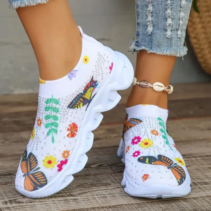 Margaret | Chunky Heel Floral Sneakers