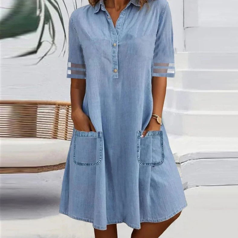 Alina | Denim Mini Dress with Side Pockets