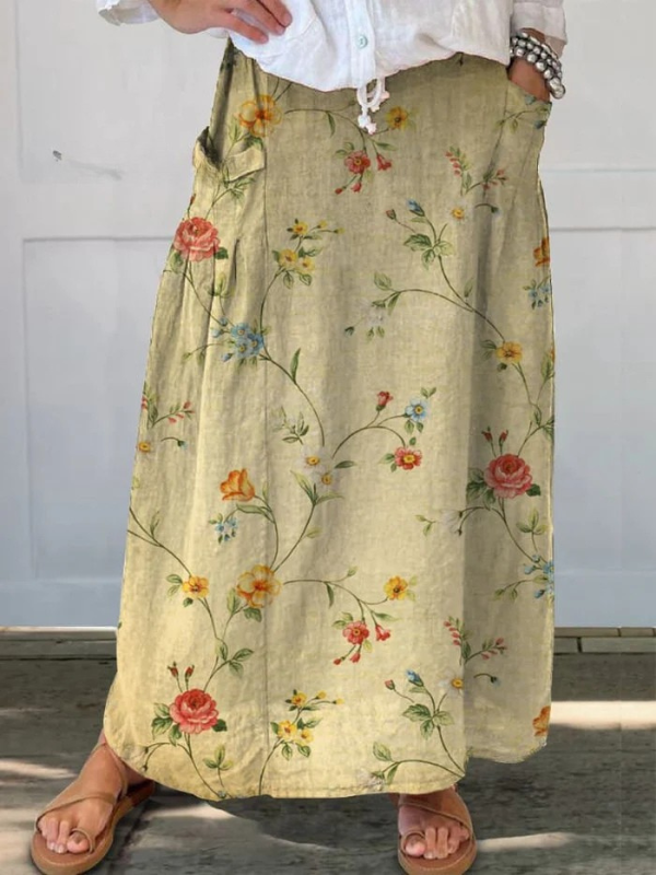 Mella | Elegant Retro Floral Skirt