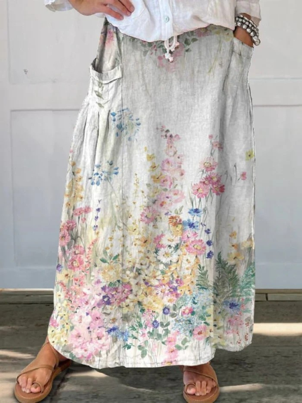 Mella | Elegant Retro Floral Skirt