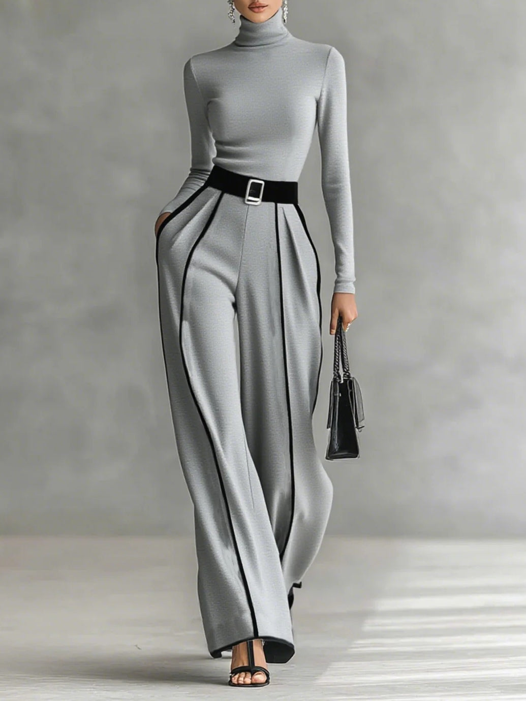 Solana | Long Sleeve Turtleneck Wide-Leg Set