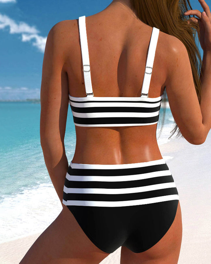 Laluna | Striped High-Waisted Bikini