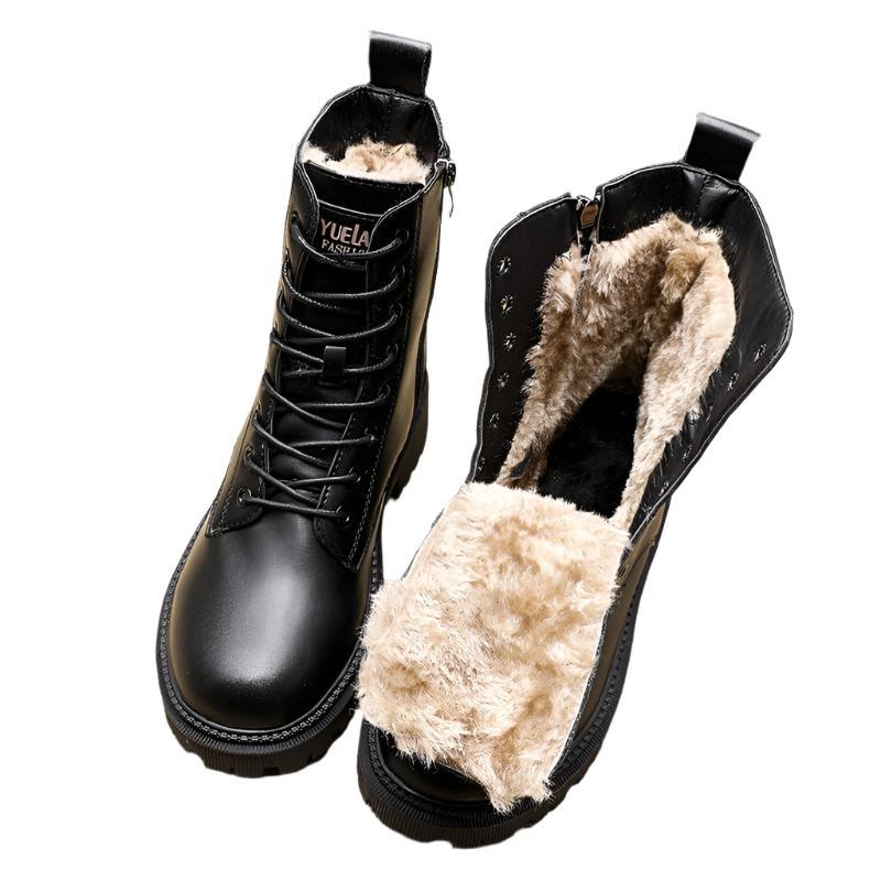Martine | Black Leather Warm Boots