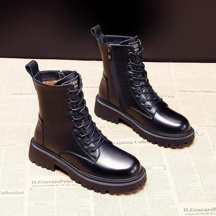 Martine | Black Leather Warm Boots