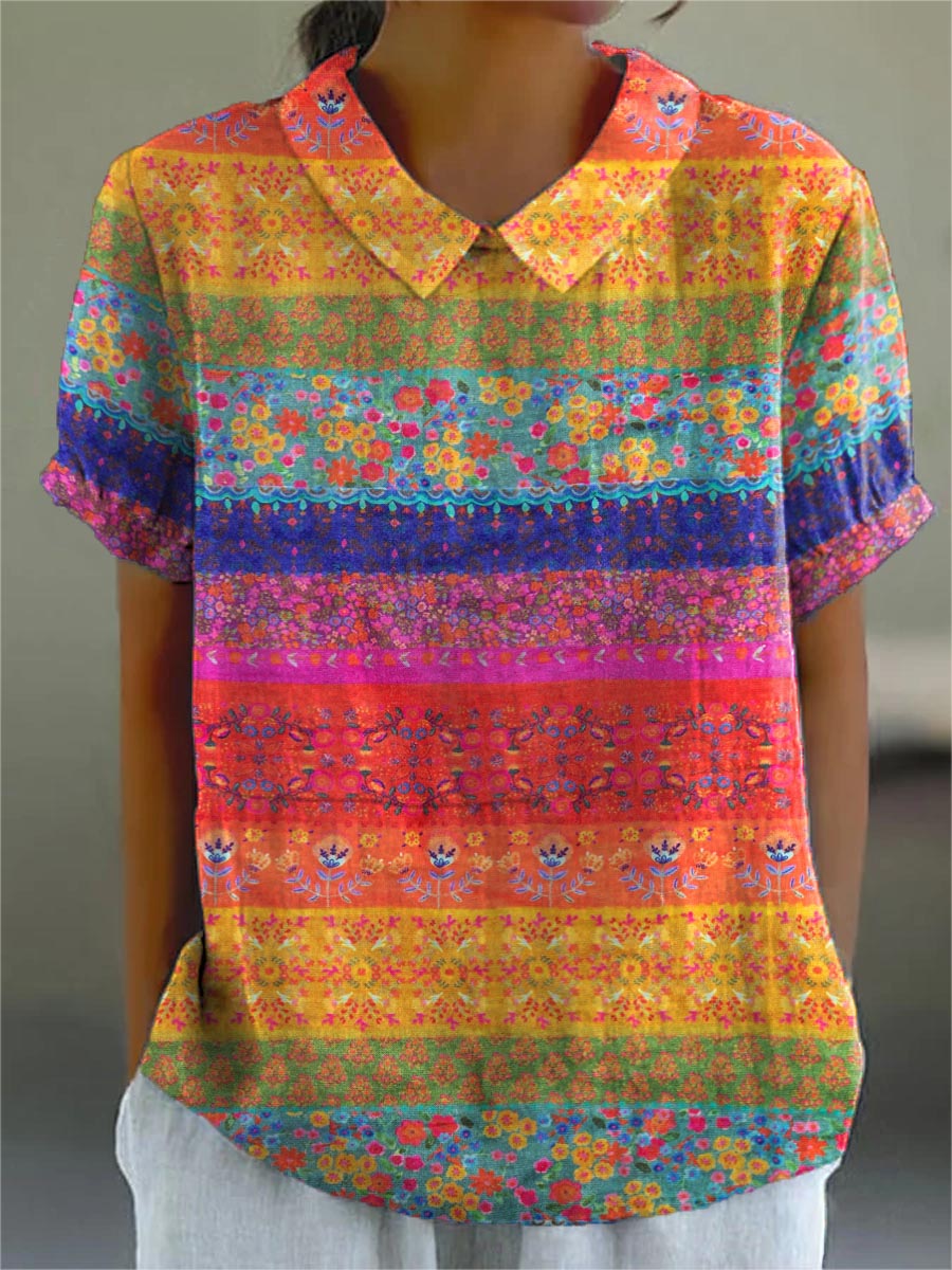 Mya | Floral Striped Shirt