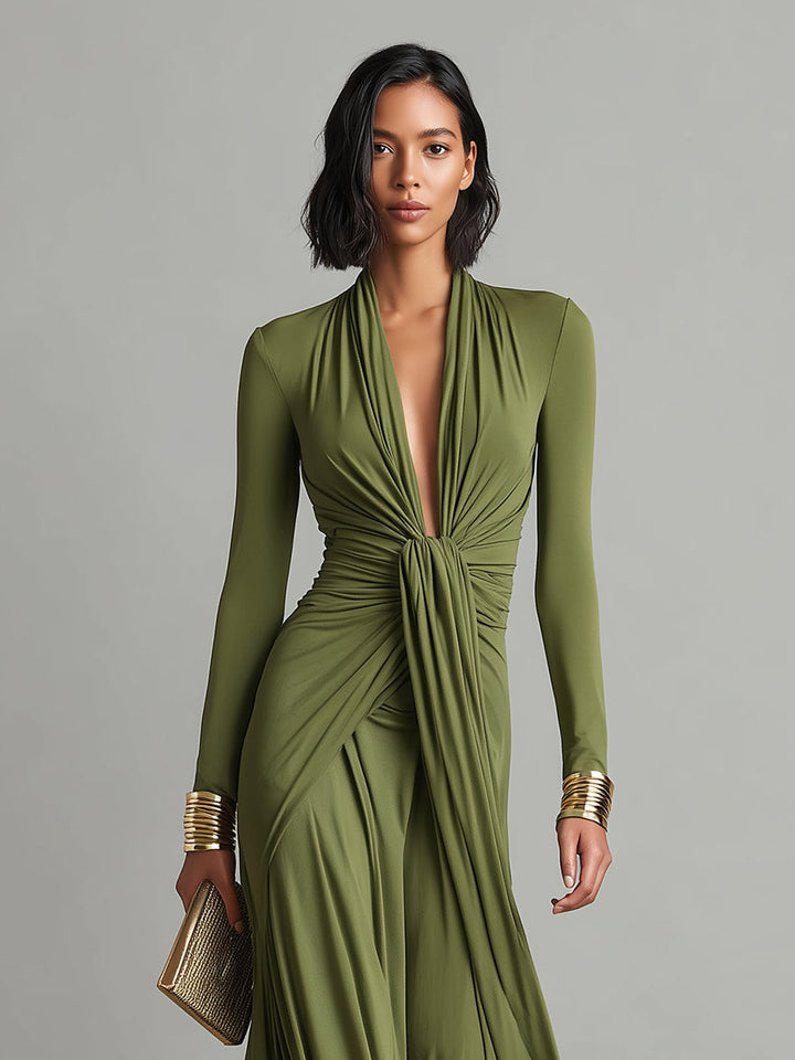 Georgia | Olive Silky Stretchy Dress