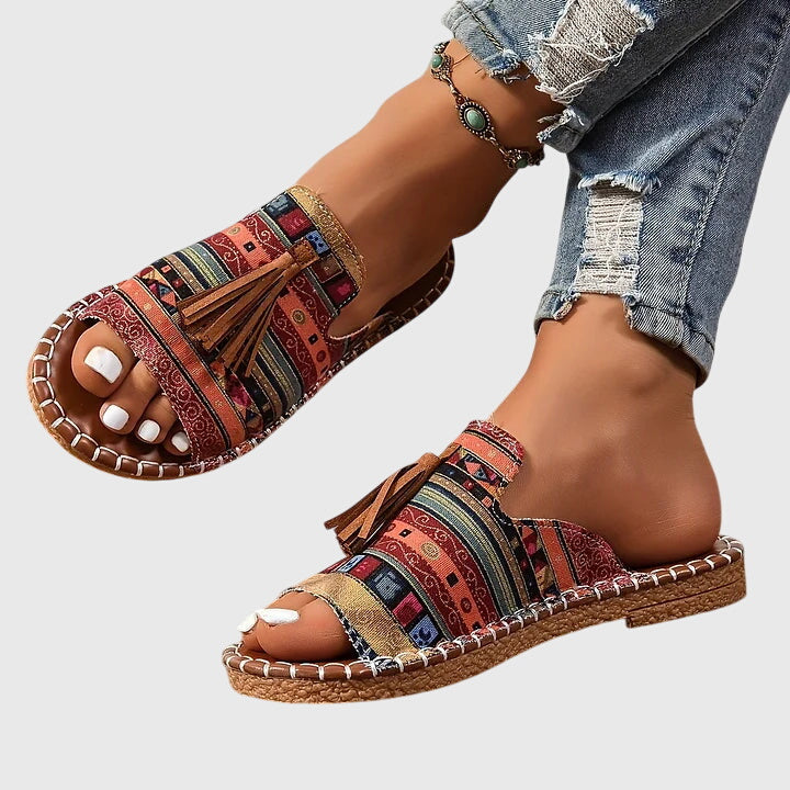 Natalie | Bohemian Sandals with Pom Poms