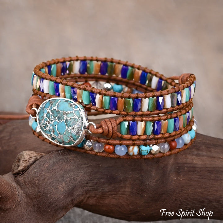 Brooke | Turquoise & Jasper Silver Wrap