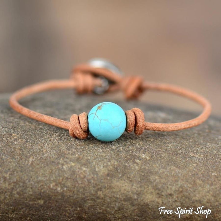 Daisy | Single Bead Turquoise Leather