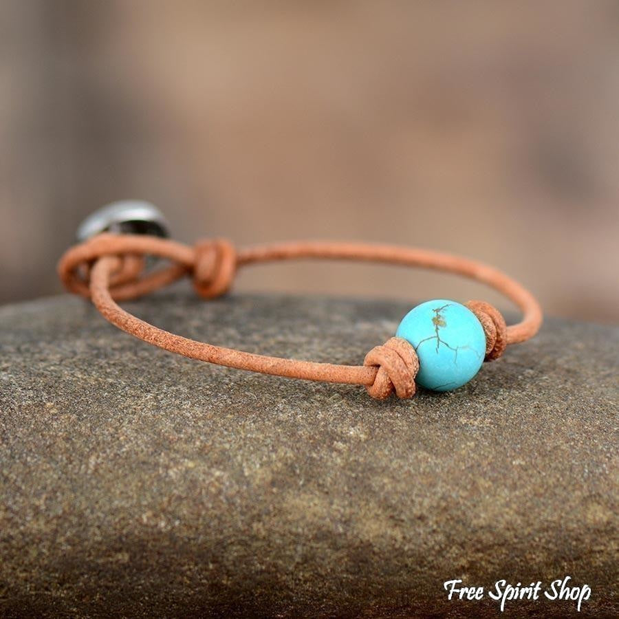 Daisy | Single Bead Turquoise Leather