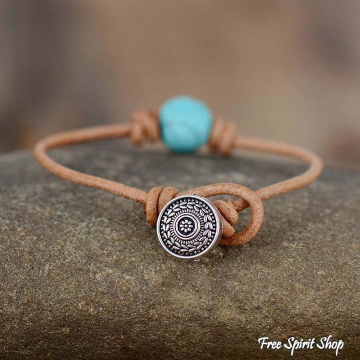 Daisy | Single Bead Turquoise Leather