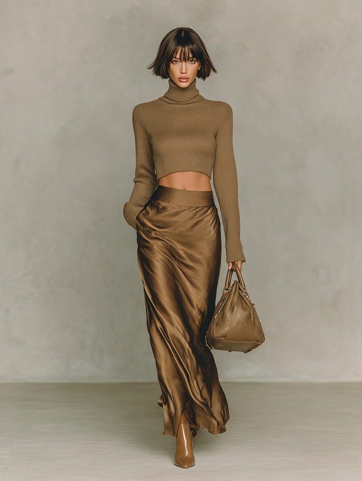 Gracie | Fashionable Gold-brown Turtleneck Long-sleeved