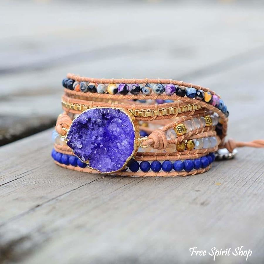 Sandra | Handmade Blue Druzy Beaded Wrap