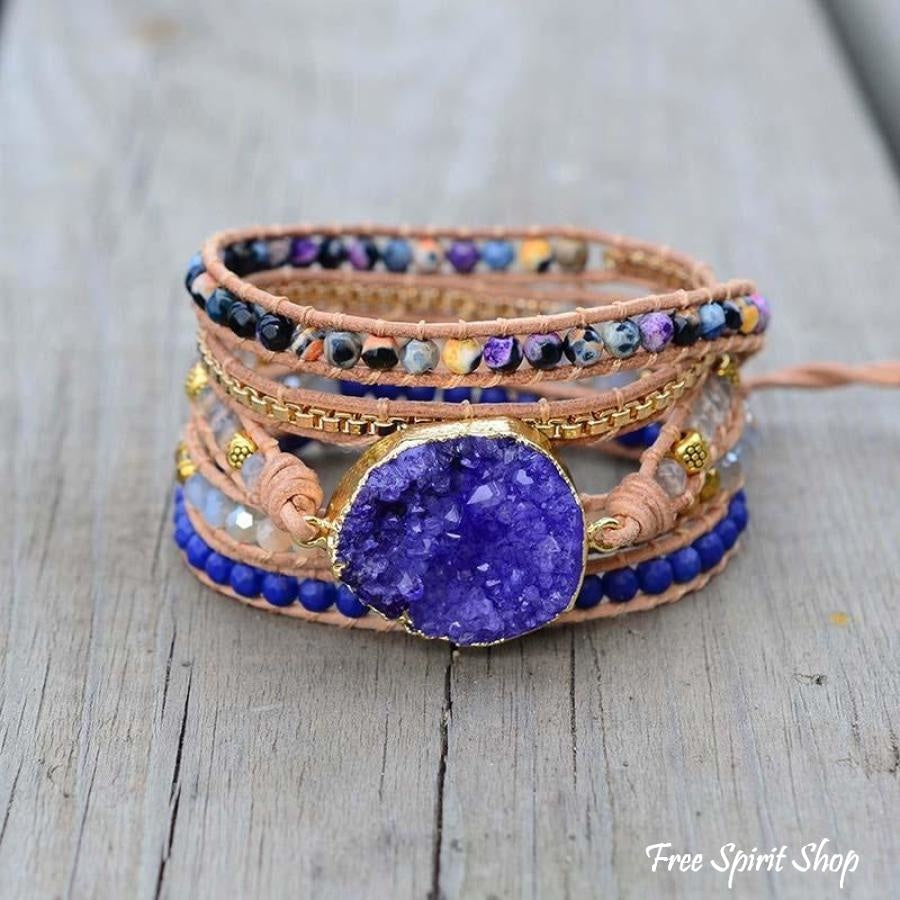 Sandra | Handmade Blue Druzy Beaded Wrap