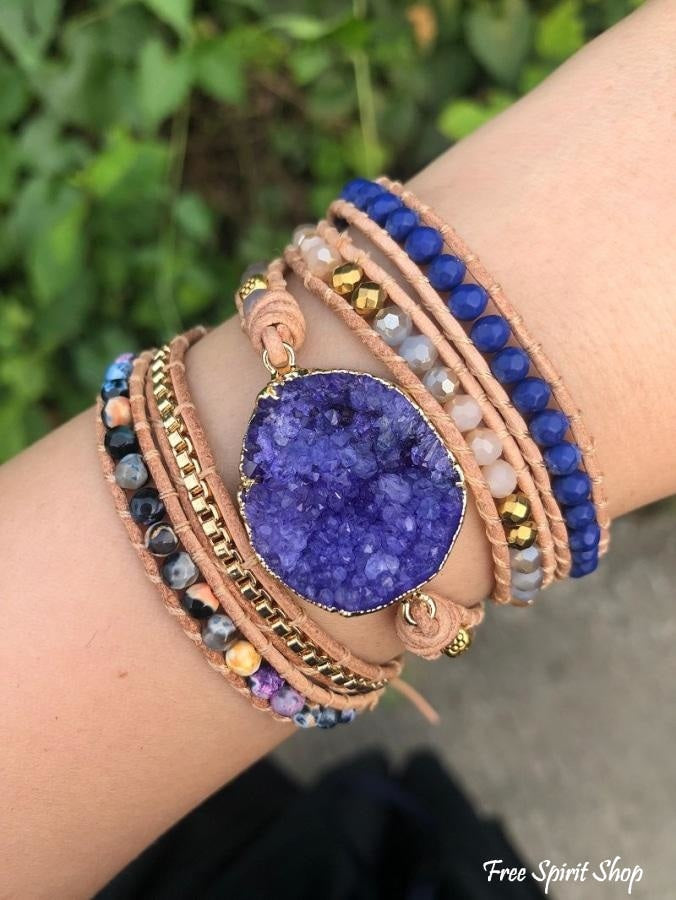 Sandra | Handmade Blue Druzy Beaded Wrap