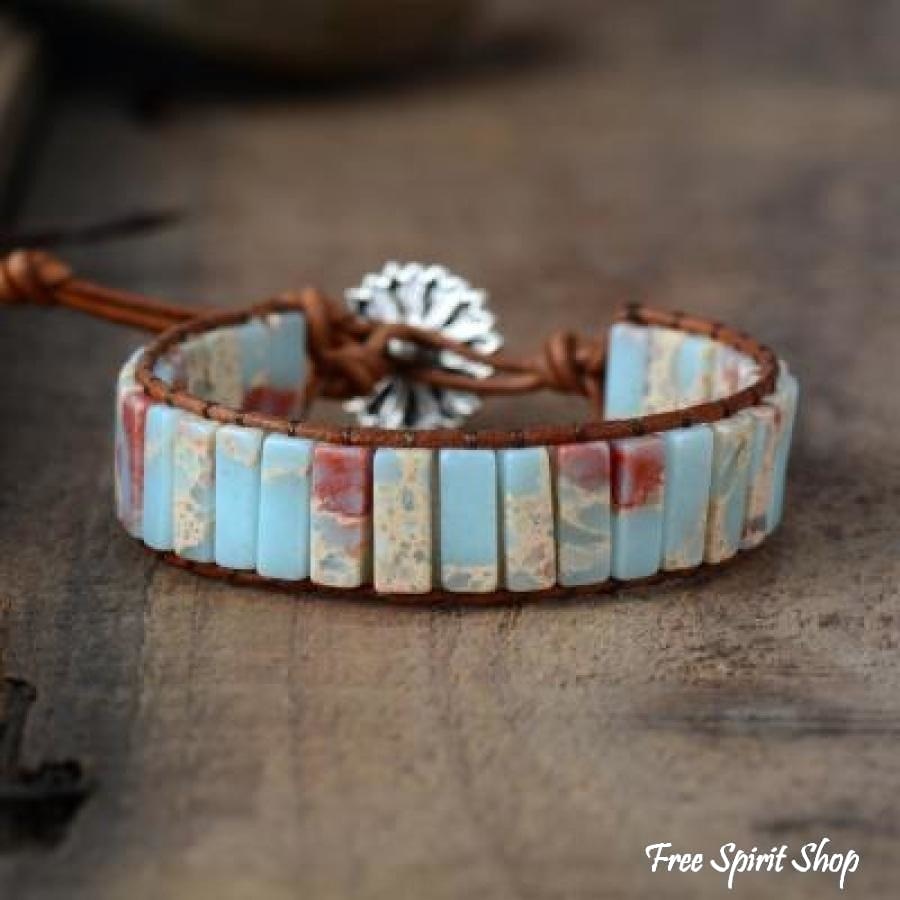 Sienna | Handmade Blue Shoushan Stone Leather