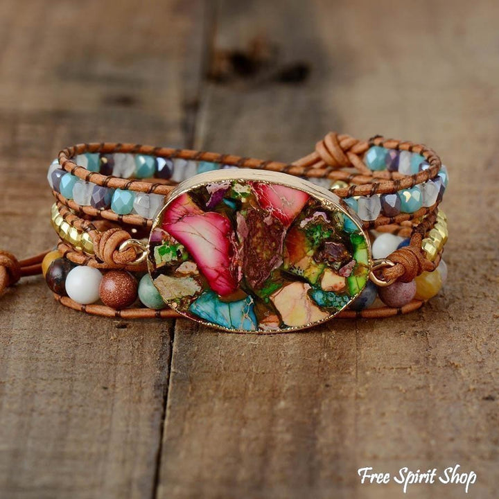 Beatrice | Handmade Color Splash Jasper Wrap