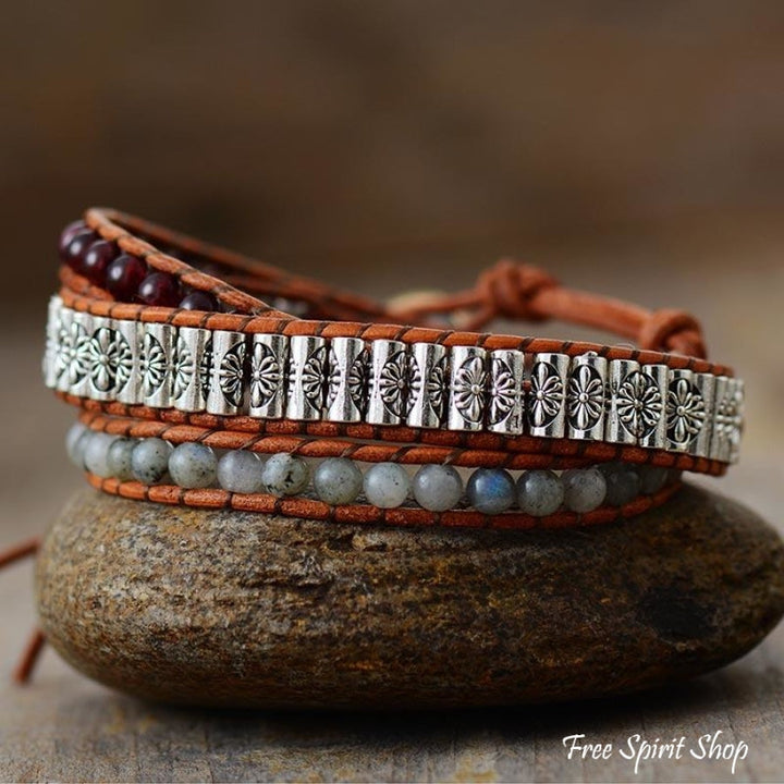 Mia | Handmade Garnet & Labradorite Bead