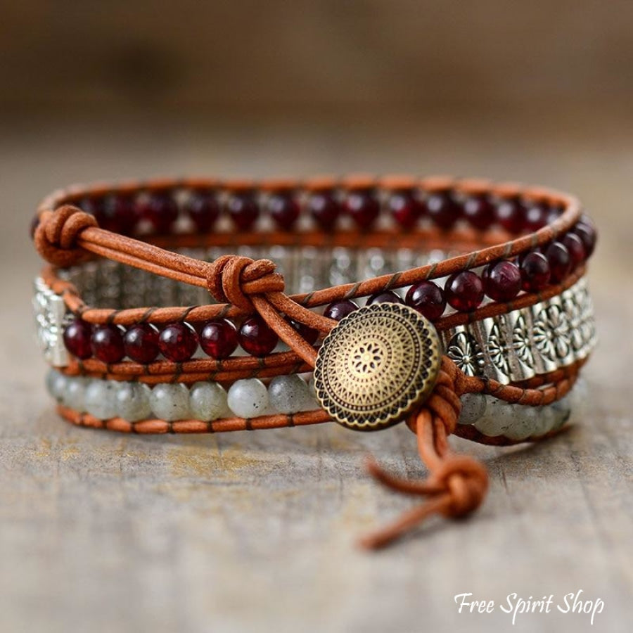 Mia | Handmade Garnet & Labradorite Bead