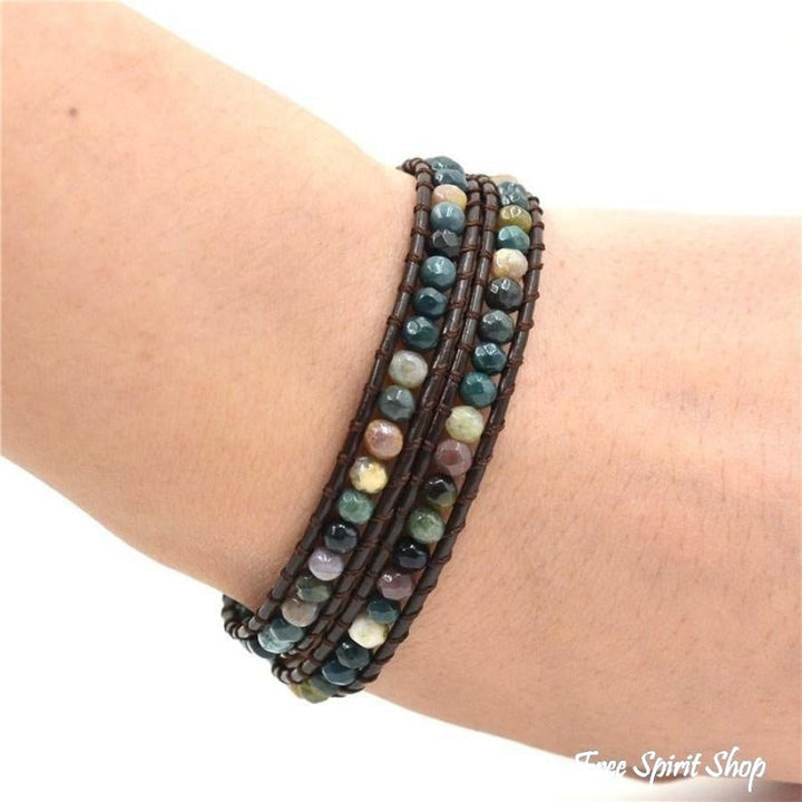 Sally | Handmade Indian Agate Leather Wrap