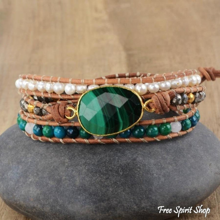 Hazel | Handmade Malachite Chrysocolla & Pearl