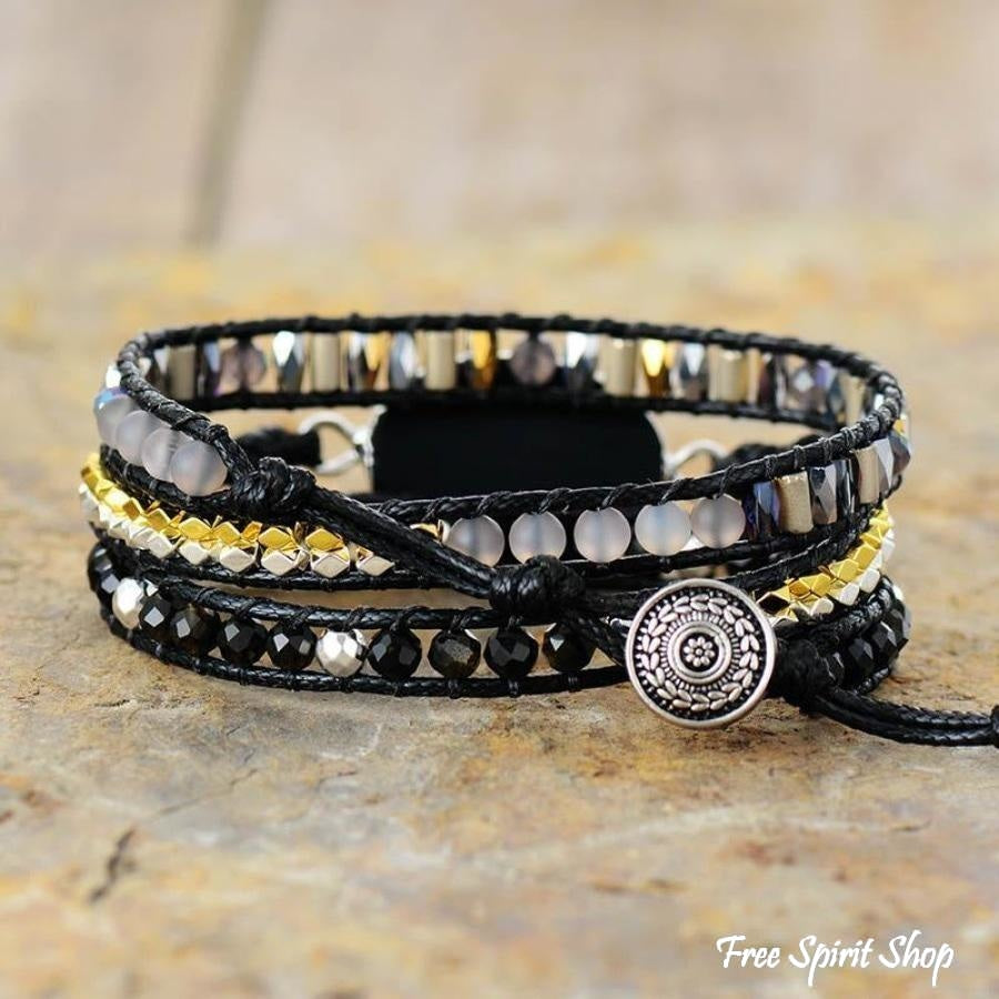 Lucia | Handmade Natural Black Onyx Wrap