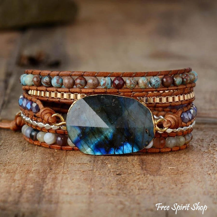 Amara | Handmade Natural Labradorite Agate &