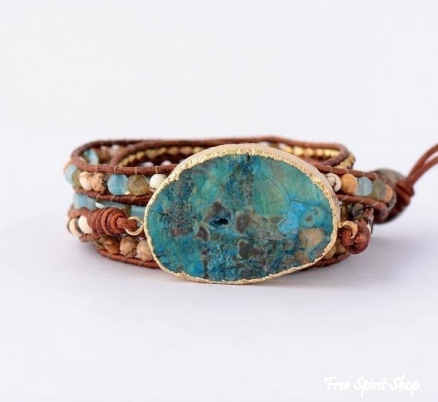 Audrey | Handmade Natural Ocean Jasper Leather