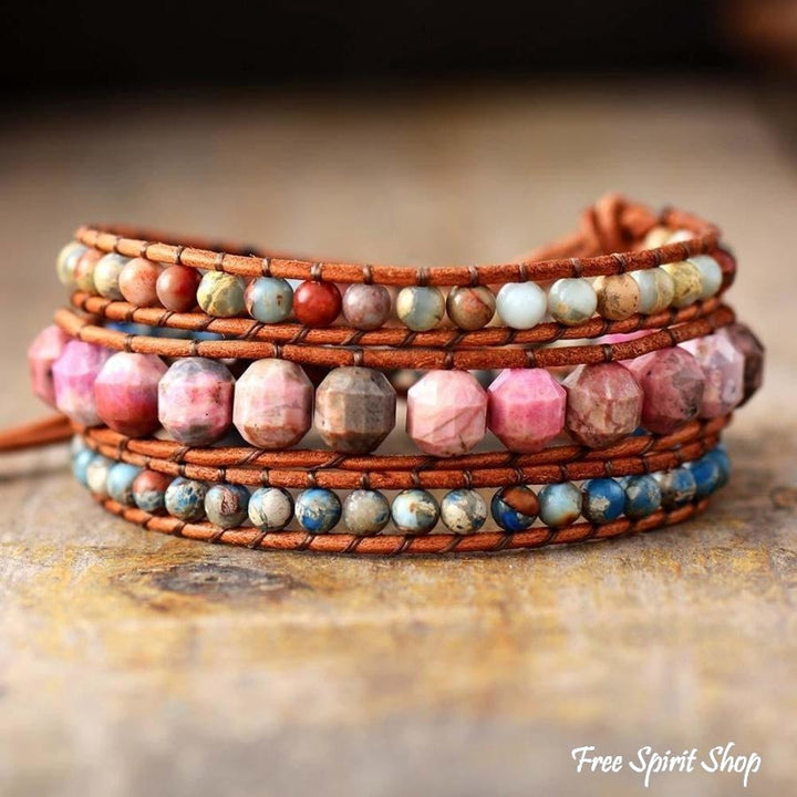 Ingrid | Handmade Natural Faceted Rhodonite &