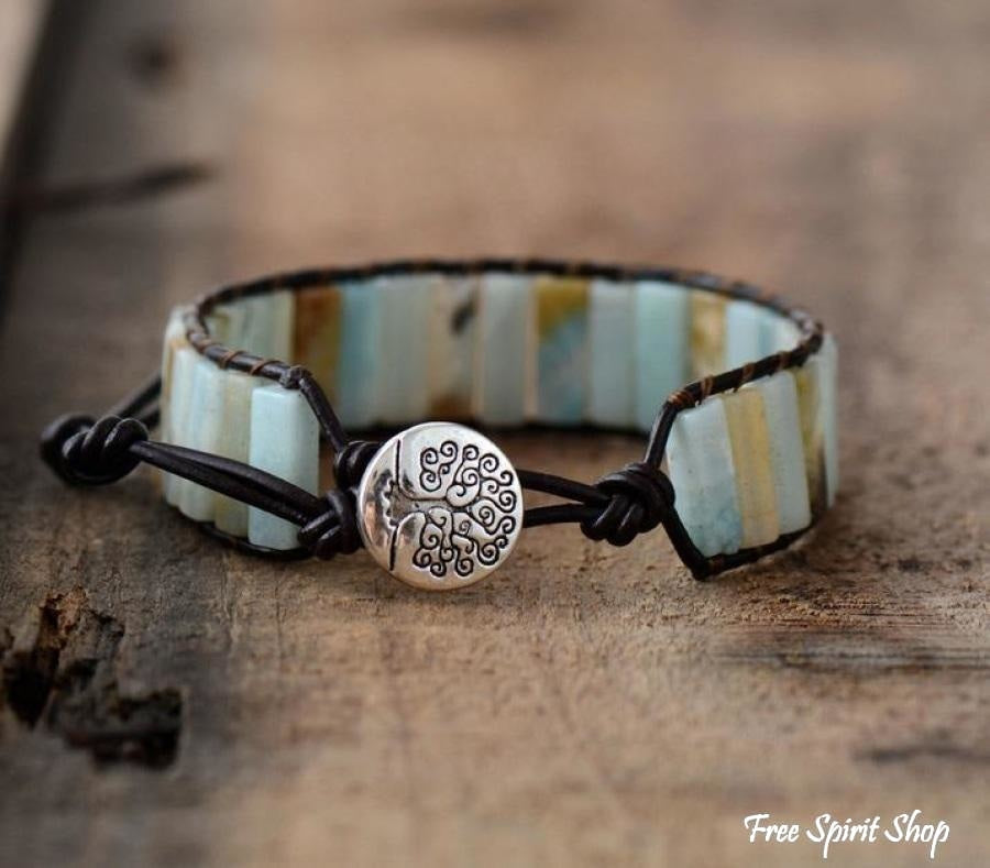 Adriana | Amazonite Stone & Leather Tree
