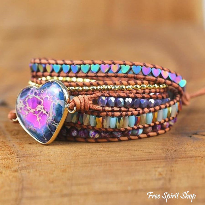Evelyn | Handmade Purple Jasper Heart Wrap