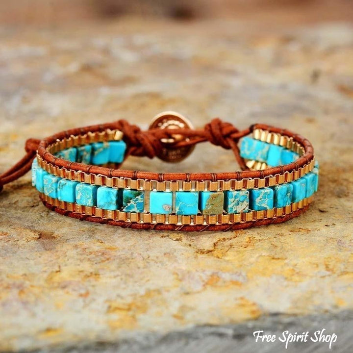 Wren | Handmade Turquoise Howlite Square Bead