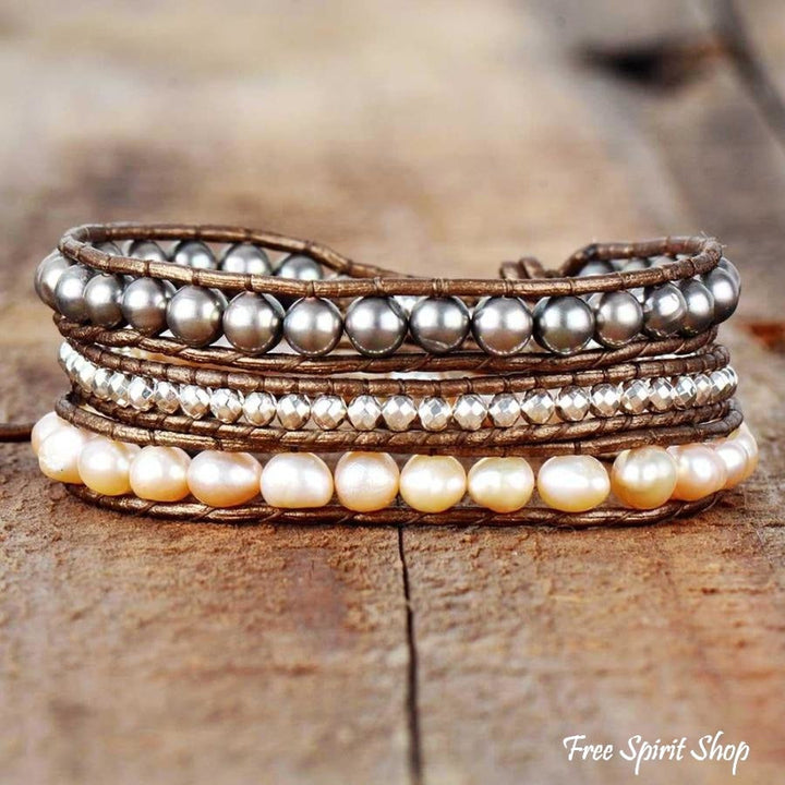 Emmeline | Handmade Two-tone Freshwater Pearl Wrap