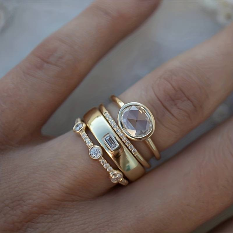 Lucy | Vintage Gold & Zirconia Ring Set