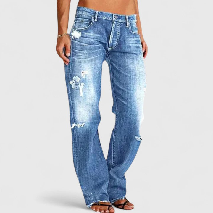 Sadie | Low Rise Distressed Straight Leg