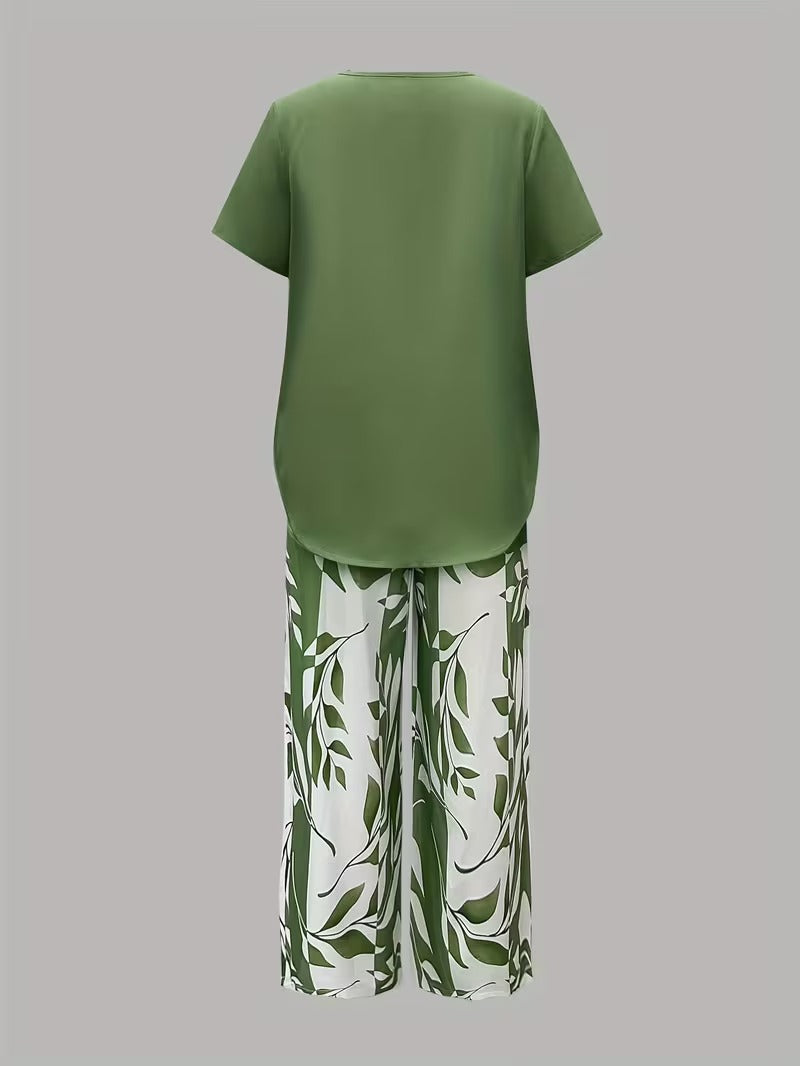 Avery | Leaf Print Two Piece