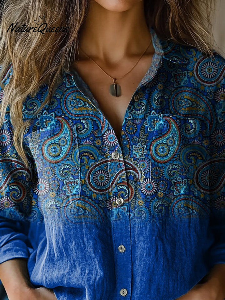 Forfar | Ethnic Print Cotton Blouse